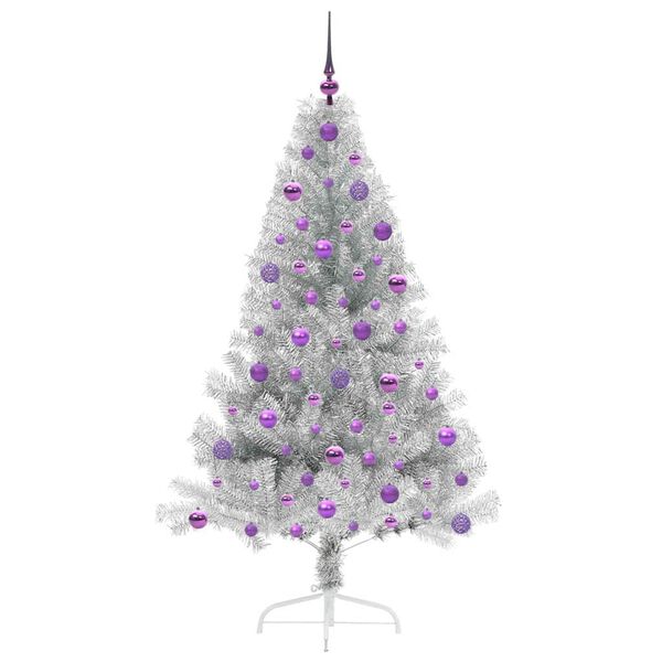 vidaXL Kunstmatig Voorverlicht Kerstboom met 300 LED Zilver 180 cm PET
