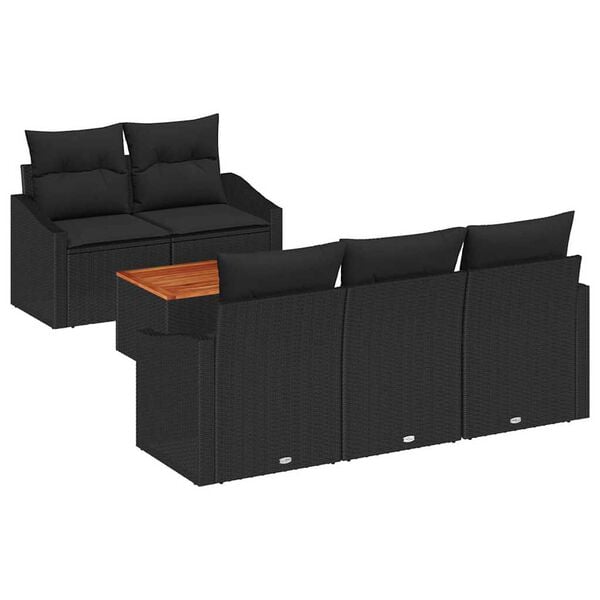 vidaXL Tuinbankenset met opslag 6 pcs Zwart poly rattan