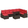 vidaXL Tuin Sofa Set 9 st Bruin en Rood poly rattan