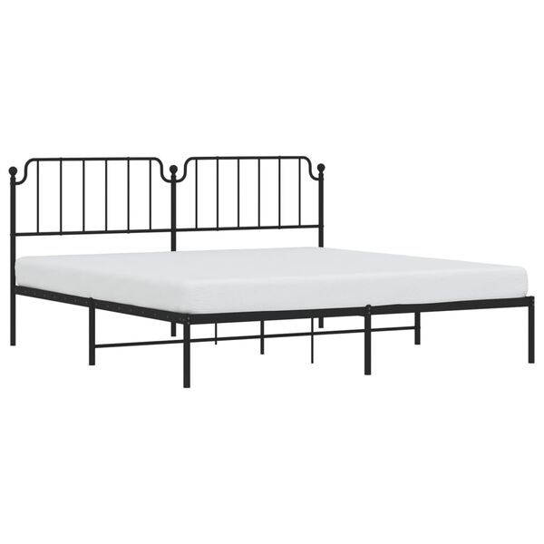vidaXL Bedframe met hoofdbord metaal zwart 200x200 cm