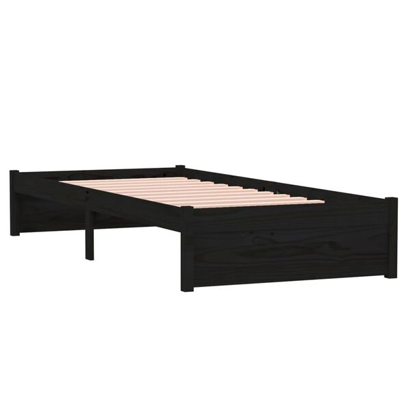 vidaXL Bedframe massief hout zwart 75x190 cm