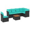 vidaXL 7-delige Loungeset met kussens poly rattan zwart