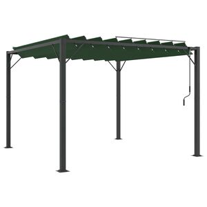 vidaXL Gazebo met luifeldak 3 x 3 x 2,14 m Groen Stof en Aluminium