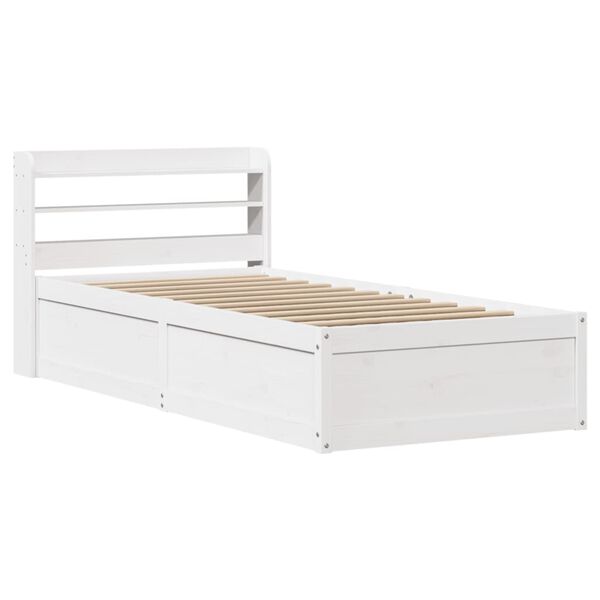 vidaXL Bedframe met hoofdbord massief grenenhout wit 90x190 cm