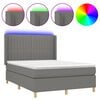 vidaXL Boxspring met matras en LED stof donkergrijs 140x190 cm