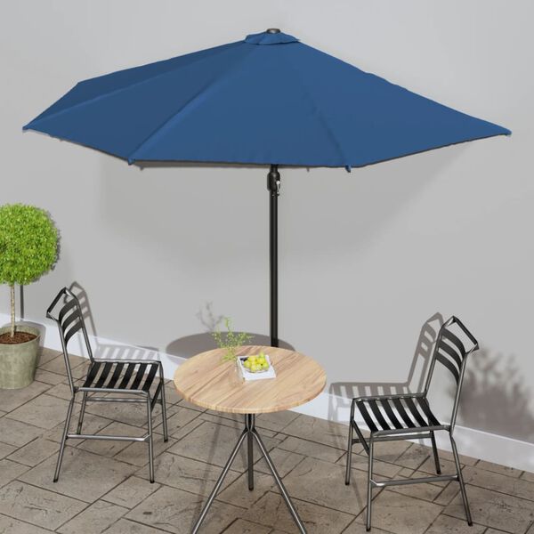 vidaXL Balkonparasol half met aluminium paal 300x155x223 cm blauw
