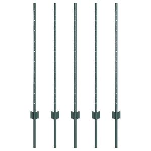 vidaXL Afrasteringspaal 5 pcs Groen 140 cm Staal