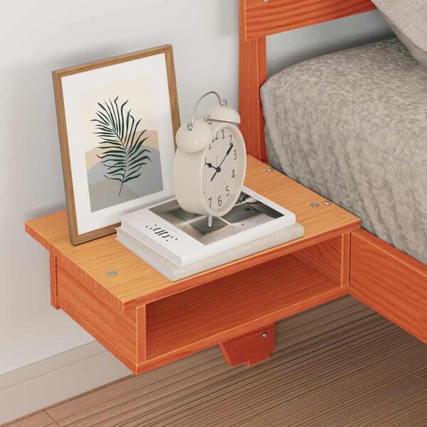 vidaXL Bedframe met hoofdeinde Wasbruin 75 x 190 cm Massief grenenhout