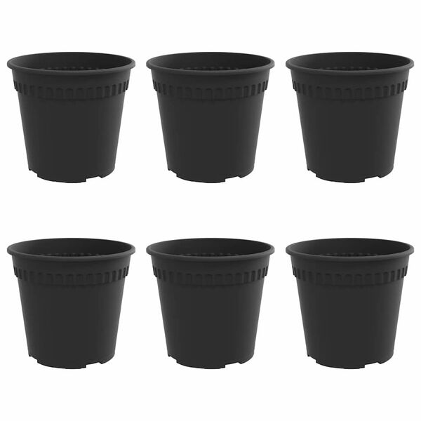 vidaXL Ronde Bloempot 6 pcs Zwart &Oslash; 19 x 16 cm Kunststof