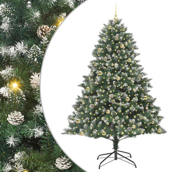 vidaXL Kunstkerstboom met 300 LED Groen 240 cm PVC en Plastic en Staal