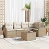 vidaXL Tuin Sofa Set met kussen 6 pcs Beige Poly riet