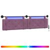 vidaXL Hangend hoofdbord Met LED-verlichting Paars Fluweel