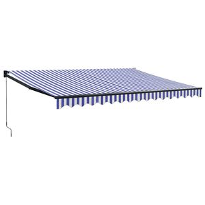 vidaXL Luifel uittrekbaar 4x3 m stof en aluminium blauw en wit