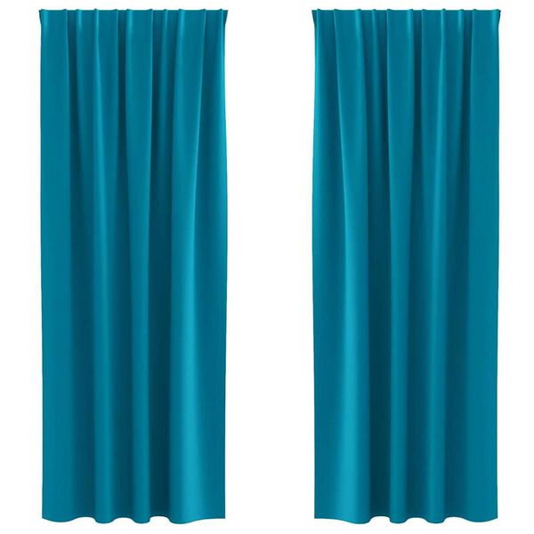 vidaXL Zwart-out Gordijnen met Ringen 2 pcs Turquoise 225 x 140 cm