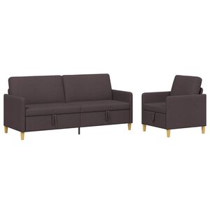 vidaXL Bankenset met opbergruimte 2 st Donkerbruin Polyester