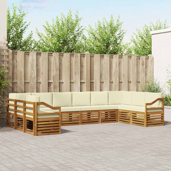 vidaXL Sofa-Sets 10 pcs Natuurlijk en Cr&egrave;me Massief Acaciahout