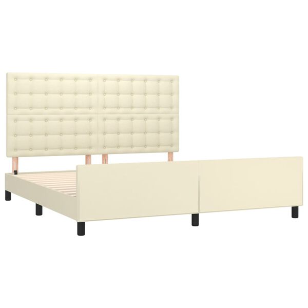 vidaXL Bedframe met hoofdbord kunstleer cr&egrave;mekleurig 160x200 cm