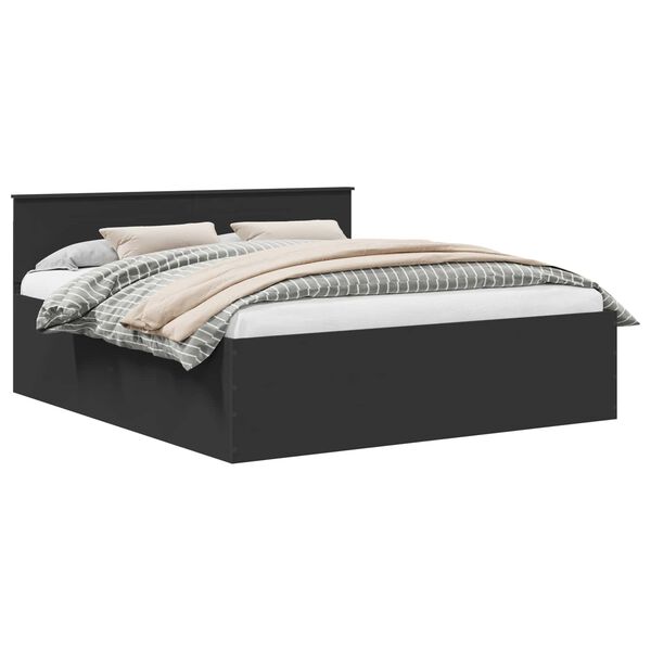 vidaXL Bedframe met hoofdeinde Zwart 200 x 200 cm Bewerkt hout