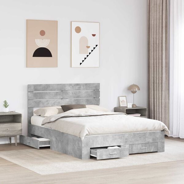 vidaXL Bedframe met lade met hoofdeinde met opslag Bewerkt hout