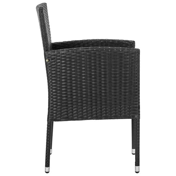 vidaXL Tuinstoelen 4 st met zwarte kussens poly rattan zwart