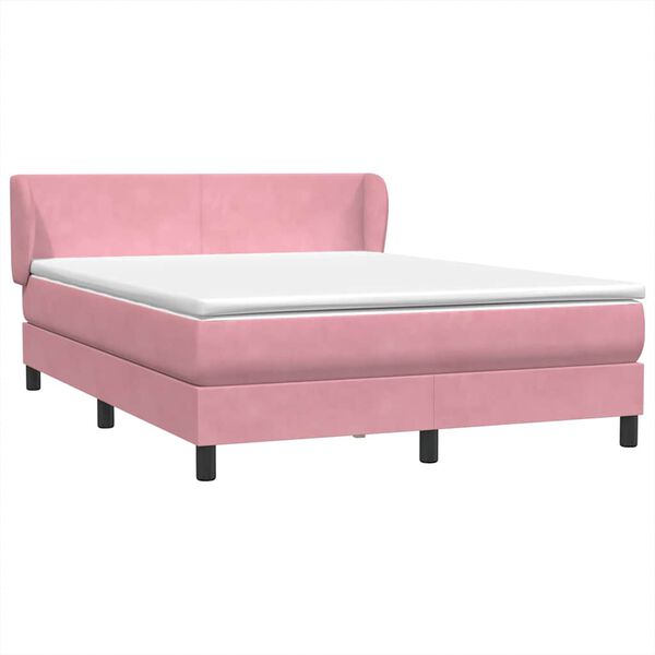 vidaXL Boxspring met matras fluweel roze 160x210 cm