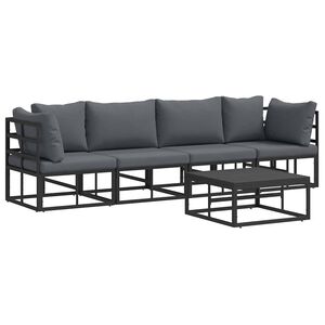 vidaXL Tuinbankenset 5 st Zwart Metaal