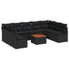 vidaXL Tuinbankenset 10 st Zwart poly rattan