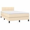 vidaXL Boxspring met matras en LED stof cr&egrave;mekleurig 120x190 cm
