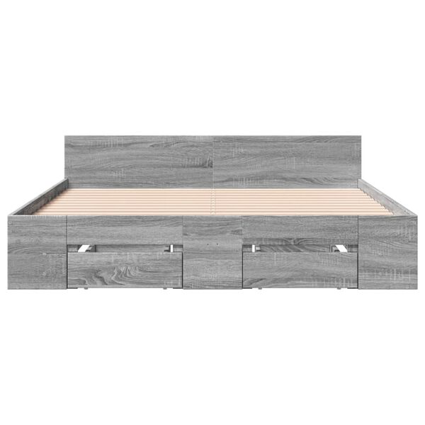 vidaXL Bedframe met lades bewerkt hout grijs sonoma eiken 120x190 cm