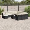 vidaXL 13-delige Loungeset met kussens poly rattan zwart