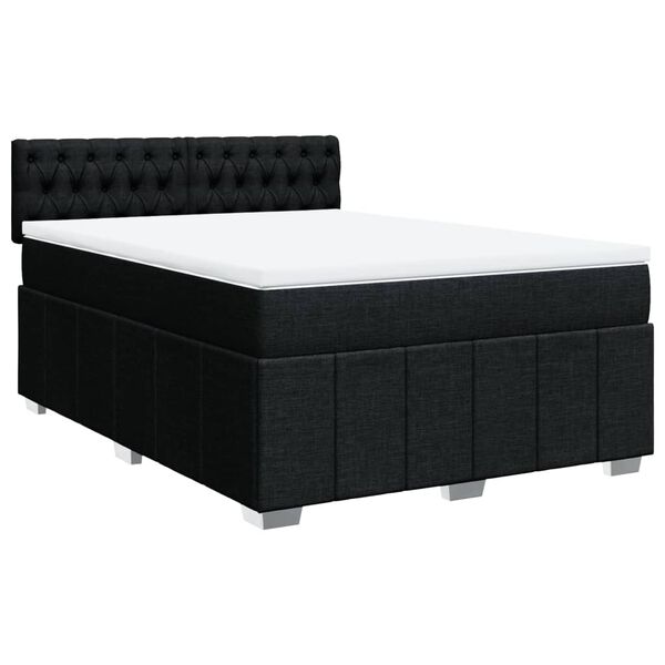 vidaXL Boxspring met matras stof zwart 140x190 cm