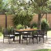 vidaXL Tuin eettafelset 7 pcs Zwart poly rattan