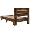 vidaXL Bedframe bewerkt hout en metaal gerookt eikenkleurig 90x190 cm