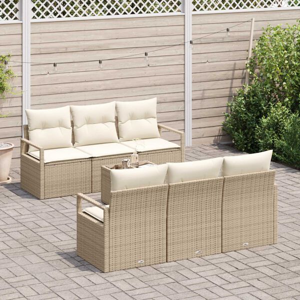 vidaXL Bankstel 7 pcs Beige en Cr&egrave;me poly rattan