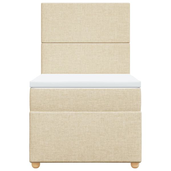 vidaXL Boxspring met matras stof cr&egrave;mekleurig 90x190 cm