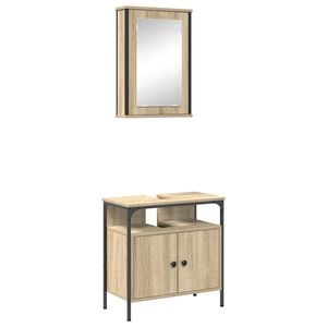 vidaXL Badkamermeubelset met plank met opslag 2 pcs Bruin Bewerkt hout
