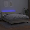 vidaXL Boxspring met matras en LED kunstleer cr&egrave;mekleurig 140x190 cm