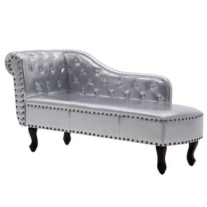 vidaXL Chaise longue kunstleer zilverkleurig