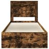 vidaXL Bedframe Gerookt Eiken en Zilver 75 x 190 cm Bewerkt hout