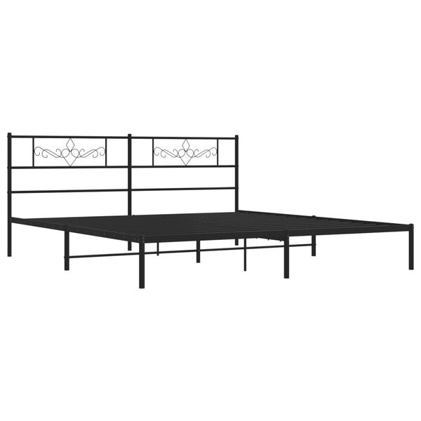 vidaXL Bedframe met hoofdbord metaal zwart 180x200 cm