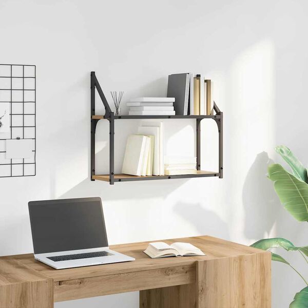 vidaXL Wandplank artisanaal eikenkleurig 60 x 21 x 51 cm Bewerkt hout