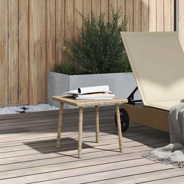 vidaXL Tuin salontafel rechthoekig 40x40x37 cm poly rattan beige