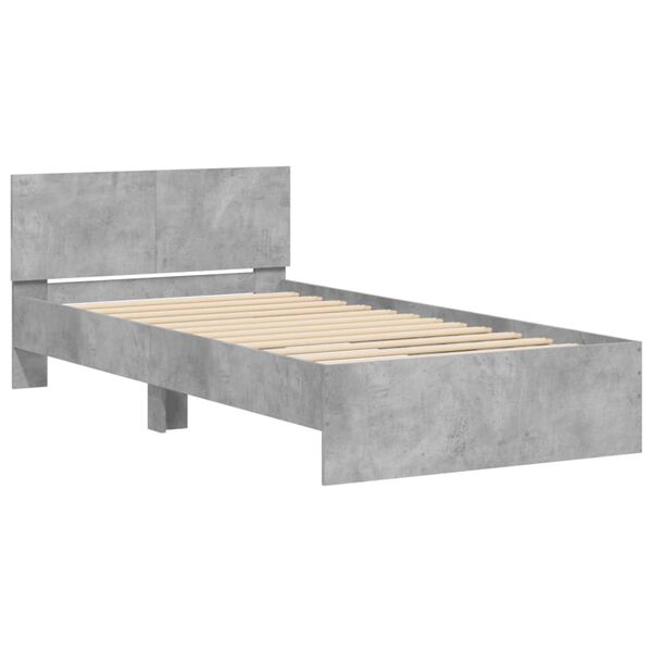 vidaXL Bedframe met hoofdeinde bewerkt hout betongrijs 100x200 cm