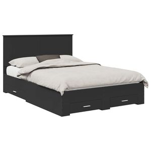 vidaXL Bedframe met hoofdeinde Zwart 140 x 190 cm Bewerkt hout