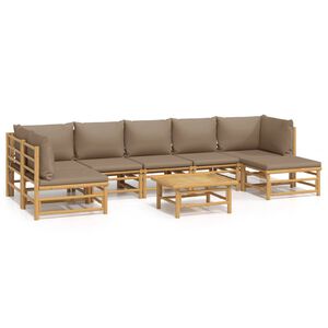 vidaXL 8-delige Loungeset met kussens bamboe taupe