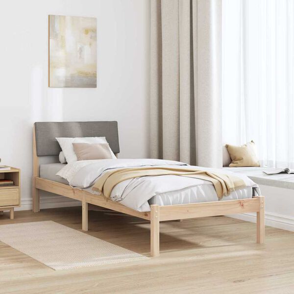 vidaXL Bedframe Bruin en taupe 75 x 190 cm Massief grenenhout