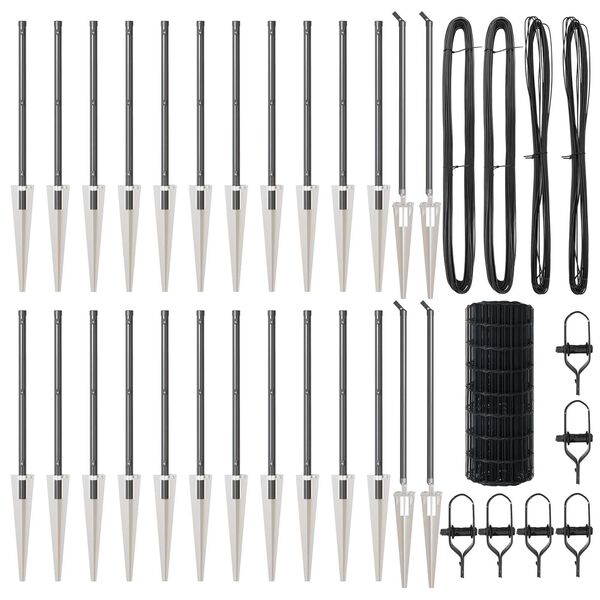 vidaXL Hek met Paal Grijs 0,4 x 50 m Staal en PVC