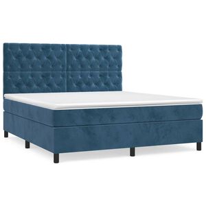 vidaXL Boxspring met matras fluweel donkerblauw 160x200 cm