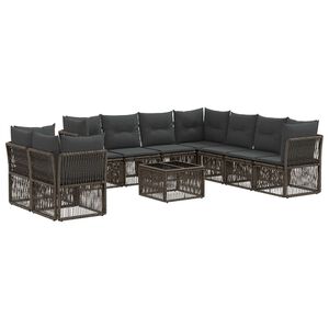 vidaXL Tuinbankenset 10 st Grijs poly rattan