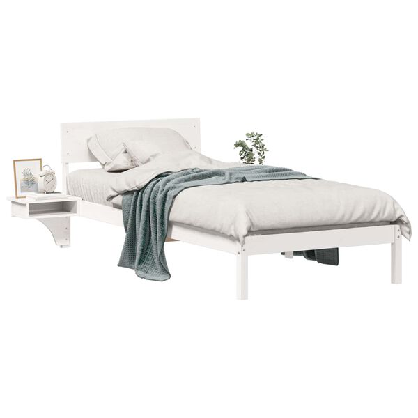 vidaXL Bedframe met hoofdeinde Wit 90 x 190 cm Massief grenenhout